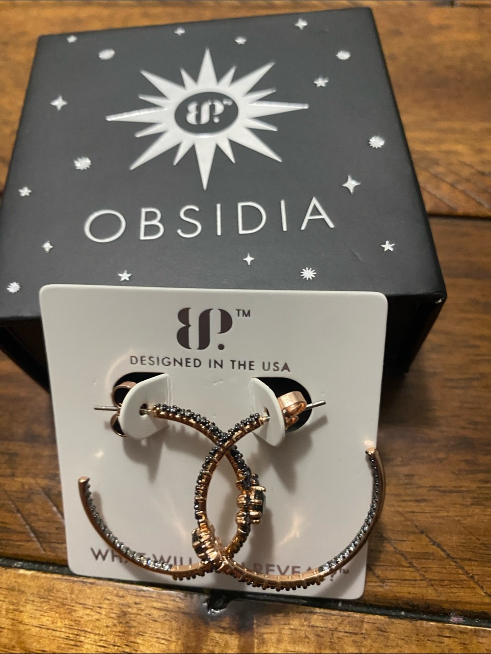 Bomb Party Obsidia Earrings - Onyx Sandstone - Rose Gold & Hematite Plating
